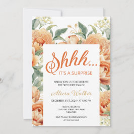 Orange Peony Floral Überraschung Geburtstag Einladung
