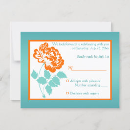 Orange Peony mit türkisfarbener Antwortkarte RSVP Karte