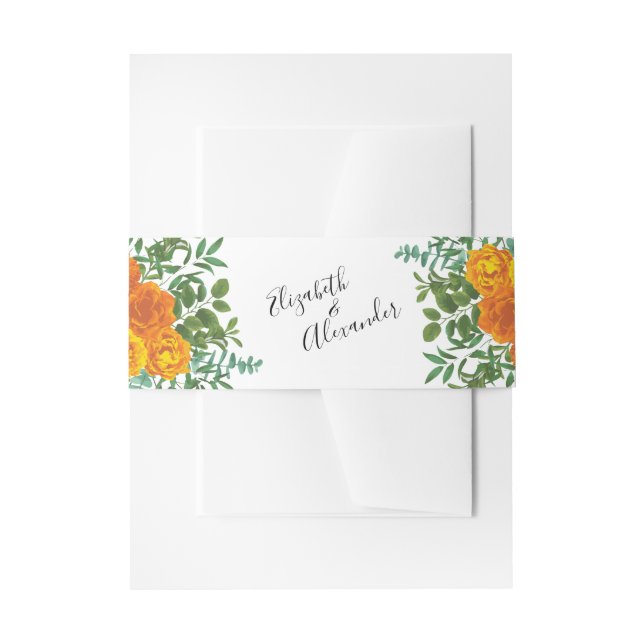 Orange Peony & Rose Floral Wedding Einladungsbanderole (Vorderseite Beispiel)