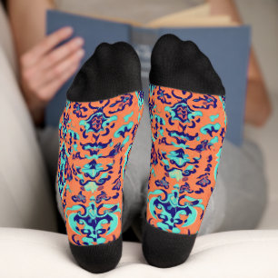 Orange Persian Pattern Socken