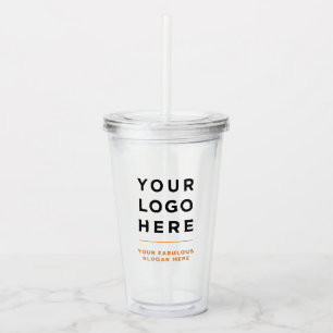 Orange Personalisiert Clear Tumbler mit Stroh Acryltrinkbecher