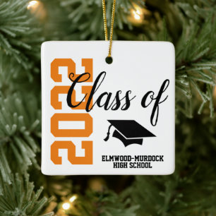 Orange Personalisiert High School Abschluss Keramikornament