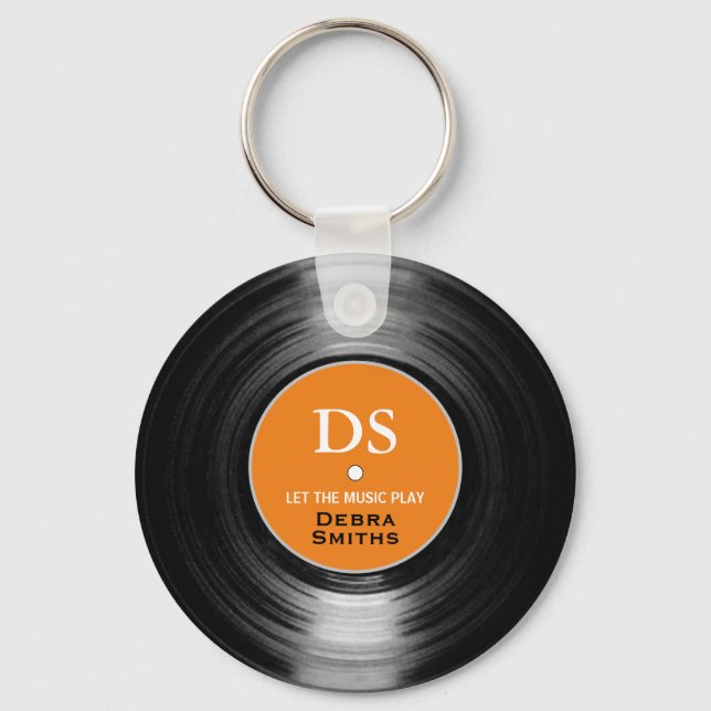 Orange Personalisiert Music Vinyl Record Schlüssel Schlüsselanhänger (Vorderseite)