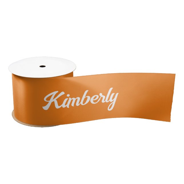 Orange Personalisiert Script Name School Satinband (Spule)