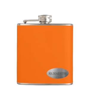 Orange personalisierte Neonbrautjungfer Flachmann