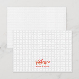 Orange Personalisierte Strick Stitch-Karte Mitteilungskarte