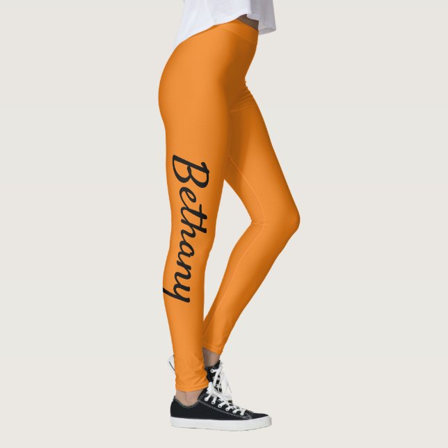 Orange Personalisierte XS (0-2) bis XL (16) Leggings (Rechts)