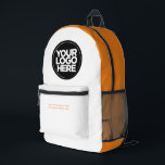 Orange | Personalisiertes Firmenlogo und Text Bedruckter Rucksack<br><div class="desc">Mit diesem personalisierten, modernen Rucksack stärken Sie Ihren beruflichen Stil! Mit einem klassischen orangefarbenen und weißen Design und der Möglichkeit, Ihr Firmenlogo und Text hinzuzufügen, ist dieser Rucksack perfekt für Firmenanforderungen geeignet. Ideal für die Beförderung aller wesentlichen Dinge während Ihres Arbeitstages oder während Ihres Aufenthalts. Dieser Rucksack wurde mit hochwertigen...</div>