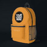 Orange | Personalisiertes Firmenlogo und Text Bedruckter Rucksack<br><div class="desc">Orange Boho | Personalisiertes Firmenlogo und Text Moderner Business-gedruckter Rucksack</div>