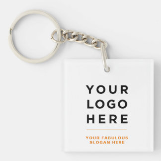 Orange Personalisiertes Logo und Text Klar Schlüsselanhänger