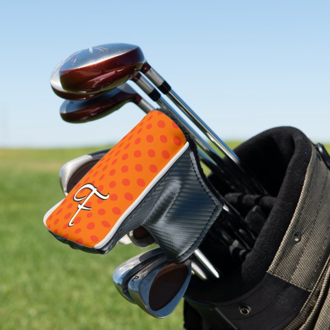 Orange personalize farbige Polka Dots Golf Headcover (In Situ)