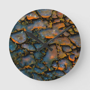 Orange Petrified dinosaur bone Runde Wanduhr