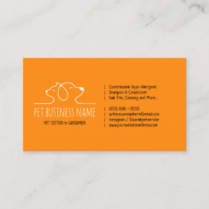 Orange Petsitter Hund und Katze Logo Veterinär Visitenkarte