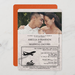 Orange Philippines Passport Wedding Einladung