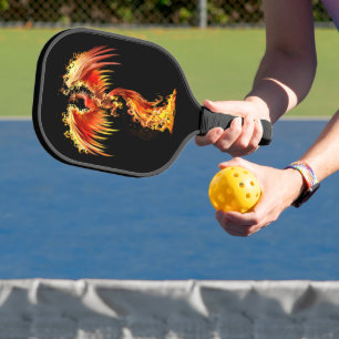 Orange Phoenix steigt aus der Fantasie der fliegen Pickleball Schläger