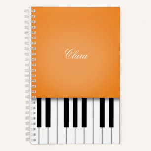 Orange Piano Music Keyboard Personalisiert Notizbuch