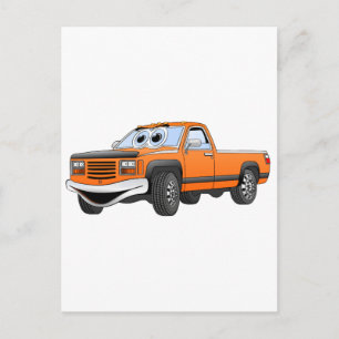 Orange Pick Up Truck Cartoon Postkarte