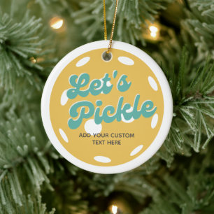 Orange Pickleball Lass uns Pickle Personalisierter Keramik Ornament