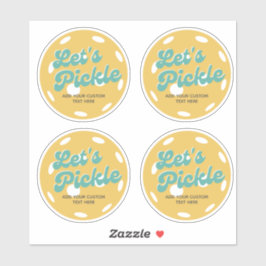 Orange Pickleball: Personalisierter Text anheften Aufkleber