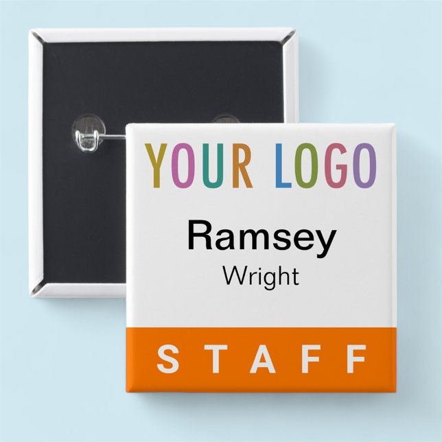 Orange Pinback Abzeichen Event Logo Platz Button (MISOOK Orange 2 x 2 inch Staff Name Badge Square Button)