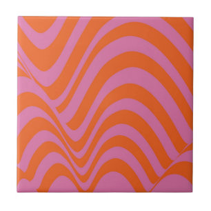 Orange Pink Abstrakt Wavy Strip Bold modern Fliese
