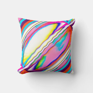 Orange Pink Aqua Gelb Blau Diagonales Design Kissen