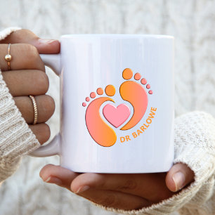Orange Pink Baby Füße Herz Tasse
