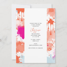 Orange Pink Blue Abstrakt Modern Baby Dusche Einladung
