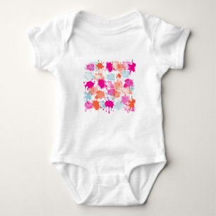 Orange Pink Blue Abstrakt Modern Paint Splash Baby Strampler