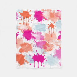 Orange Pink Blue Abstrakt Modern Paint Splash Fleecedecke