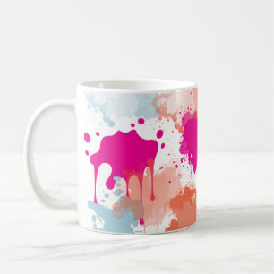 Orange Pink Blue Abstrakt Modern Paint Splash Kaffeetasse