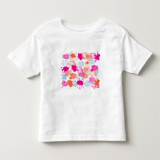 Orange Pink Blue Abstrakt Modern Paint Splash Kleinkind T-shirt (Vorderseite)