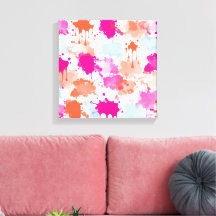 Orange Pink Blue Abstrakt Modern Paint Splash