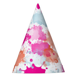 Orange Pink Blue Abstrakt Modern Paint Splash Partyhütchen