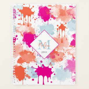 Orange Pink Blue Abstrakt Modern Paint Splash Planer