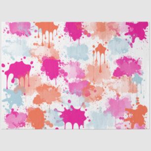 Orange Pink Blue Abstrakt Modern Paint Splash Seidenpapier