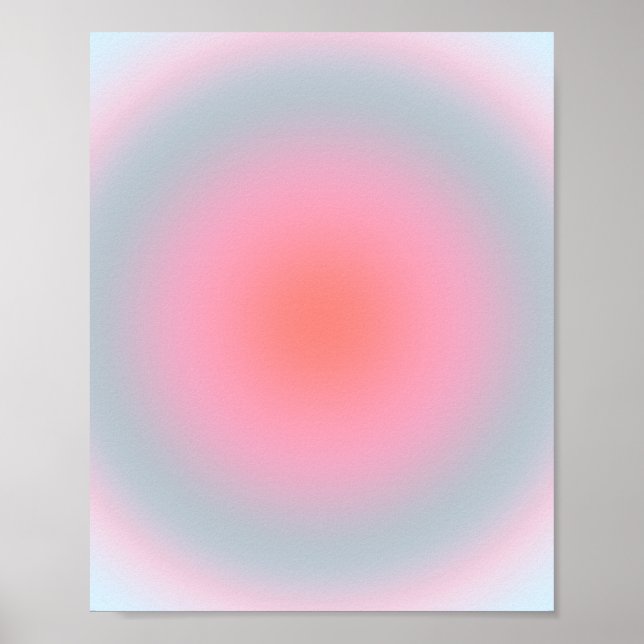 Orange Pink Blue Gradient Pastell Abstrakt Gradien Poster (Vorne)