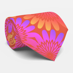 Orange-Pink Blumenmuster Vintage-Rustikal-Trend Krawatte