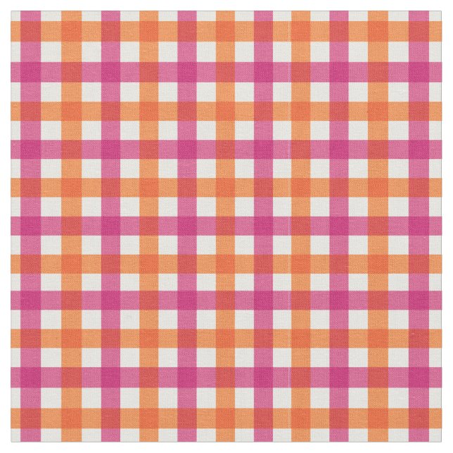 Orange & Pink Bright Summer Gingham Kariert / Tart Stoff (Nahaufnahme)