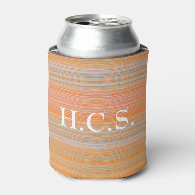 Orange Pink Can Cooler mit Initials HAMbyWG Dosenkühler (Kanne Vorderseite)