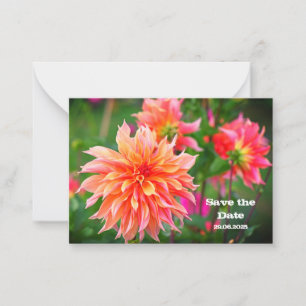 Orange & Pink Dahlia Save the Date zum Geburtstag Mitteilungskarte