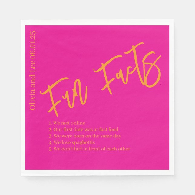 Orange Pink Engagement Party Fun facts Wedding  Serviette (Vorderseite)
