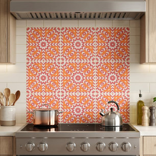 Orange & Pink Ethnic Mosaic Geometric Muster Fliese