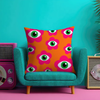 Orange&Pink Evil Eye Blume BOHO Kissen