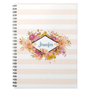 Orange & Pink Floral Bouquet mit Diamantrahmen Notizblock