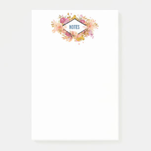 Orange & Pink Floral Bouquet mit Diamantrahmen Post-it Klebezettel