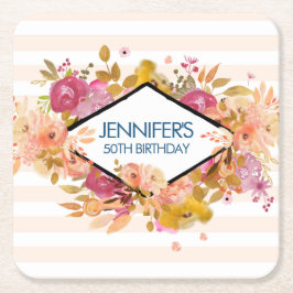 Orange & Pink Floral Bouquet Party Rechteckiger Pappuntersetzer