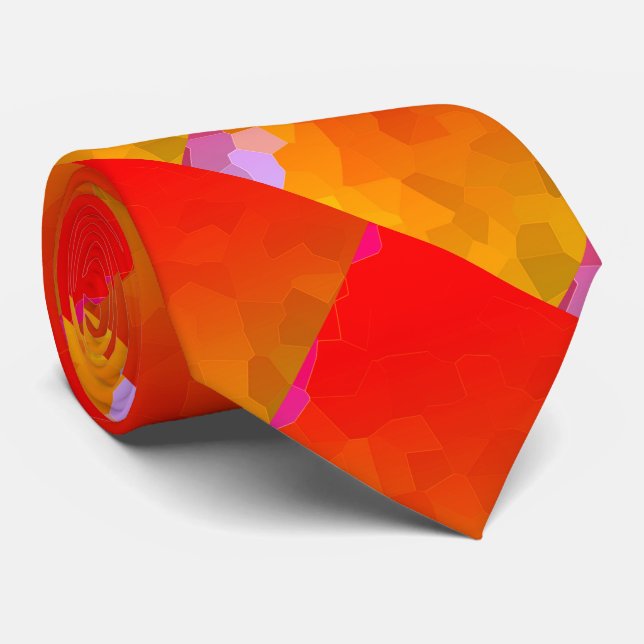 Orange Pink Funky Geometric Patterns farbenfroh Krawatte (Gerollt)