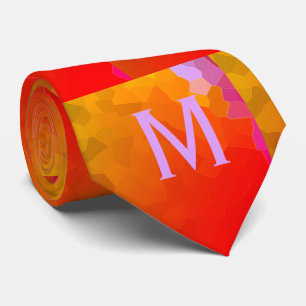 Orange Pink Funky Patterns Monogramme Moderne Tren Krawatte