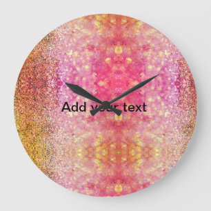 Orange pink gelbe Glitter Schriftzug Namenszug Große Wanduhr